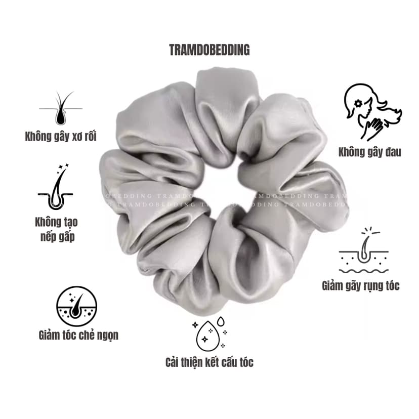 Ảnh Buộc Tóc Lụa NITE9SILK TRAMDOBEDDING Ngăn Xơ Rối Tóc | Silk Hair Scrunchie | Size M 3