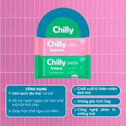 Thumbnail Khăn lau phụ khoa Chilly Fresco và Delicato chiết xuất lô hội, bạc hà làm sạch khử mùi 12 tờ/gói MM 2