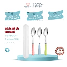 Thumbnail Thìa ăn trái cây inox cán sứ có hộp đựng Yeahcook 1