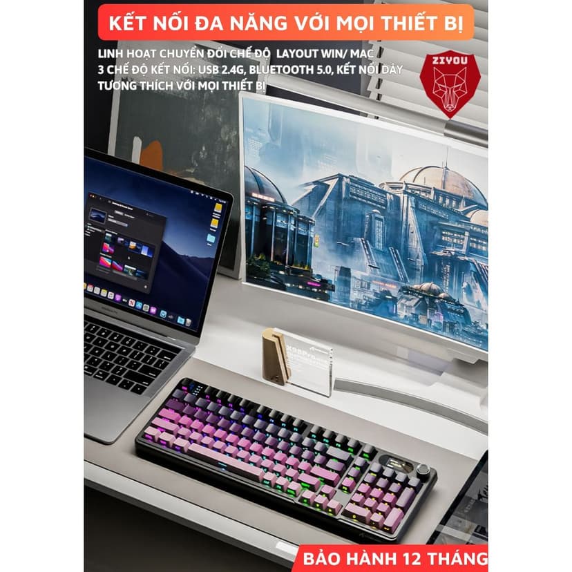 Ảnh Bàn Phím Cơ Máy Tính Không Dây Ziyou Attack Shark X98 PRO MAX 3 Mode, Màn Hình LCD, LED RGB 4