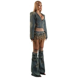 Thumbnail TATICHU - POP Distressed Layered Denim Mini Skirt - Chân váy jeans tầng xếp ly washed tua rua 1