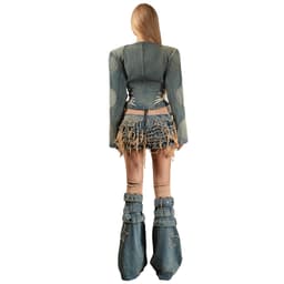 Thumbnail TATICHU - POP Distressed Layered Denim Mini Skirt - Chân váy jeans tầng xếp ly washed tua rua 2