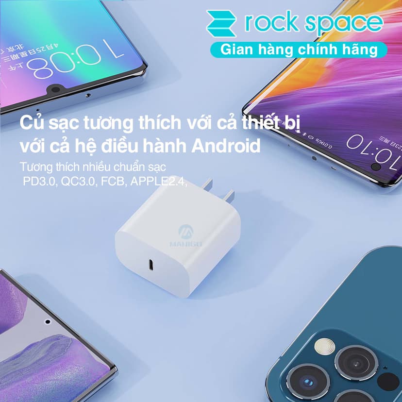 Ảnh Bộ Sạc nhanh 20W Rockspace T18 hàng chính hãng bảo hành 12 tháng 1 đổi 1 4