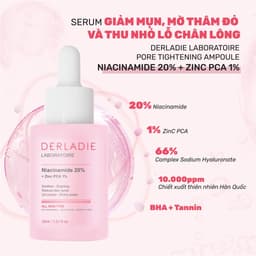 Thumbnail Serum Giảm Mụn, Mờ Thâm Đỏ, Thu Nhỏ Lỗ Chân Lông Niacinamide 20% Derladie Laboratoire Pore Tightening Ampoule 30ml 2