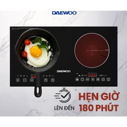 Thumbnail Bếp Đôi Điện Từ Hồng Ngoại Daewoo DWHB-3801C, mặt kính pha lê bóng 3800W 3