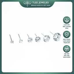 Thumbnail Khuyên tai bạc nữ TLEE nụ đá nhiều size lấp lánh nhỏ xinh TLEE JEWELRY B0206 (1 chiếc) 1
