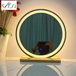 Thumbnail Gương tròn để bàn trang điểm có led cảm ứng cao cấp VUADECOR (Tặng đế gỗ) 1