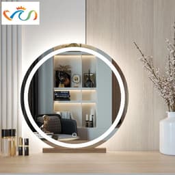 Thumbnail Gương tròn để bàn trang điểm có led cảm ứng cao cấp VUADECOR (Tặng đế gỗ) 2