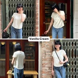 Thumbnail TheBlueTshirt - Áo thun tay ngắn phom ôm vừa vặn, kiểu vạt bầu nữ - 1990s Tshirt 4