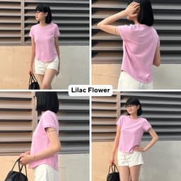 Thumbnail TheBlueTshirt - Áo thun tay ngắn phom ôm vừa vặn, kiểu vạt bầu nữ - 1990s Tshirt 2