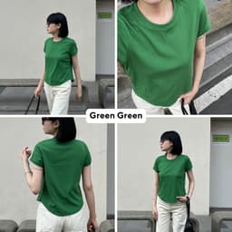 Thumbnail TheBlueTshirt - Áo thun tay ngắn phom ôm vừa vặn, kiểu vạt bầu nữ - 1990s Tshirt 3