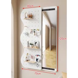 Thumbnail Gương cánh trượt thông minh hình sóng led cảm ứng viền phun cát Vuadecor (tặng kệ và núm gỗ) kích thước 65x120cm 4