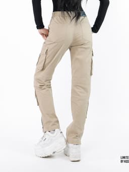 Thumbnail Quần cargo nữ túi hộp KQSTYLING kaki cotton co giãn nhẹ lưng thun phối nút phía trước-A13- VÀNG NGHỆ 3