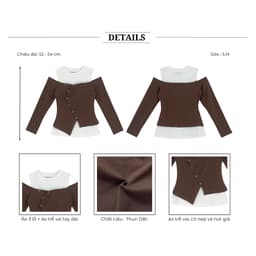 Thumbnail Áo Kiểu Trễ Vai Phối Hai Items Tay Dài Cổ Tròn Cut out Chất Thun Bozip BBSTORE'S  -A4192Q 3