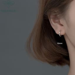 Thumbnail Khuyên tai bạc tai tròn trơn TLEE bản dày chốt bấm chắc chắn nhiều size TLEE JEWELRY B0121 4