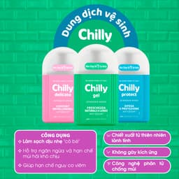 Thumbnail Dung dịch vệ sinh phụ nữ Chilly làm sạch và dưỡng ẩm, chiết xuất bạc hà 200ml 3