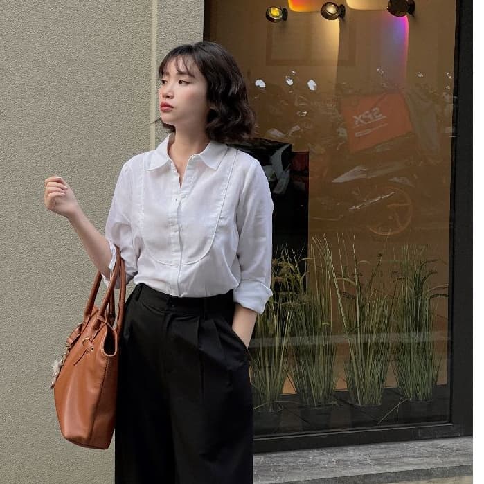 Ảnh De Leah - Áo Sơ Mi Dài Tay + Quần Suông Ống Rộng - Thời Trang Thiết Kế 1