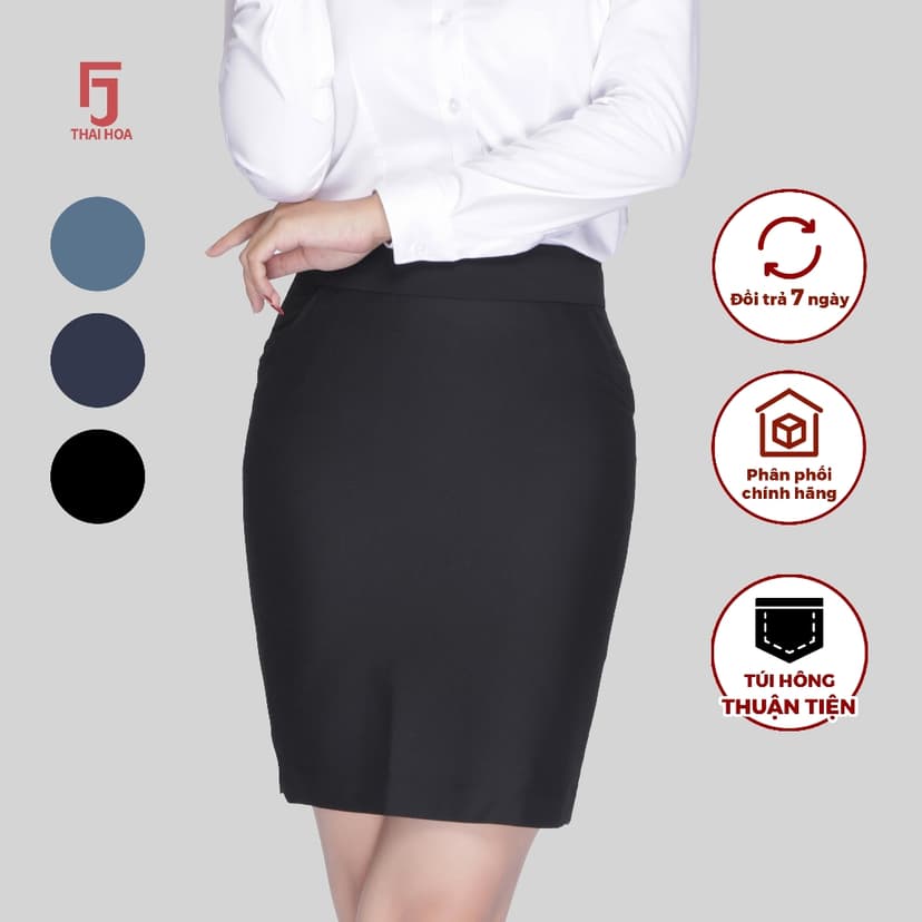 Ảnh Bộ chân váy nữ bút chì dáng dài cơ bản Thái Hòa 1 lớp (R01), 2 lớp (239, 226) 1