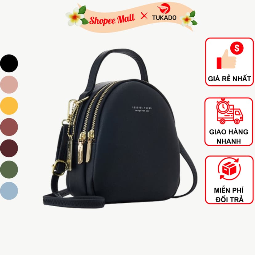 Ảnh Balo Nữ Mini Thời Trang FORVER YOUNG Ba Lô Da Mềm Nhiều Ngăn Da Cao Cấp Cực Đẹp PL04 - Tukado 1