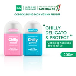 Thumbnail Combo 2 Dung dịch vệ sinh phụ nữ Chilly Delicato + Protect dưỡng ẩm ngừa vi khuẩn, chai 200ml x 2 2