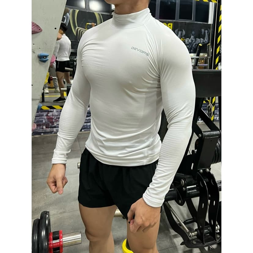 Ảnh Áo giữ nhiệt nam LÓT LÔNG cổ cao vải mềm mịn mỏng thoáng khí co giãn tốt form ôm mặc trong DEL1006 2