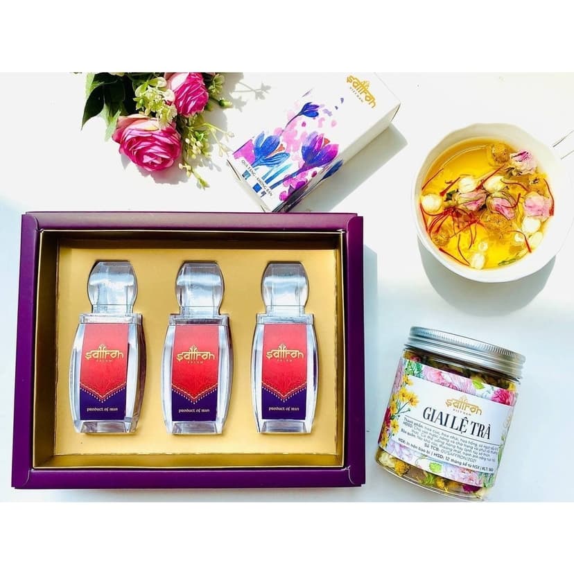 Ảnh Set quà Nhụy hoa nghệ tây cao cấp Saffron SALAM 3Gr (1gr/hũ) 2