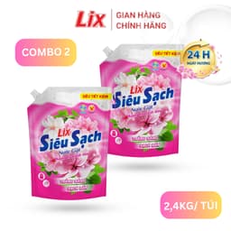 Thumbnail Combo 2 túi nước giặt Lix Siêu Sạch Hoa Anh Đào dung tích 2.4kg/túi, 2C-N2503 - Lixco Việt Nam 1