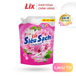 Thumbnail Nước giặt Lix đậm đặc hương hoa anh đào túi 2.4Kg N2503 làm sạch cực nhanh vết bẩn, tăng gấp đôi sức mạnh giặt tẩy 1