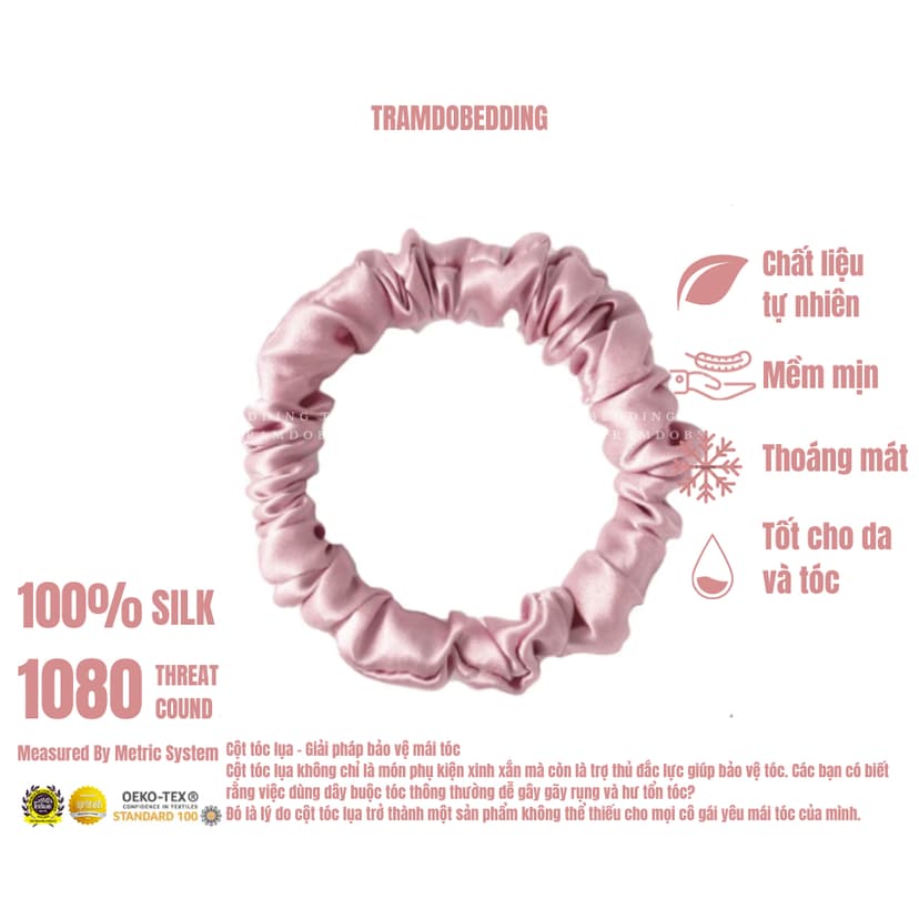 Ảnh Buộc Tóc Lụa NITE9SILK TRAMDOBEDDING Ngăn Xơ Rối Tóc | Silk Hair Scrunchie | Size S 2