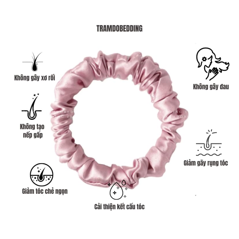 Ảnh Buộc Tóc Lụa NITE9SILK TRAMDOBEDDING Ngăn Xơ Rối Tóc | Silk Hair Scrunchie | Size S 3