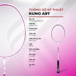 Thumbnail Vợt Cầu Lông Kuno A97 chính hãng, công thủ toàn diện, chất liệu Carbon T700 cao cấp căng sẵn 10.5kg 3
