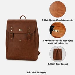 Thumbnail Balo Laptop Da Nam Nữ Cao Cấp IDIGO UBP2-6031, Balo Công Sở Nắp Gập Thời Trang Đựng Laptop 15.6 inch 3