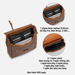 Thumbnail Balo Laptop Da Nam Nữ Cao Cấp IDIGO UBP2-6031, Balo Công Sở Nắp Gập Thời Trang Đựng Laptop 15.6 inch 4