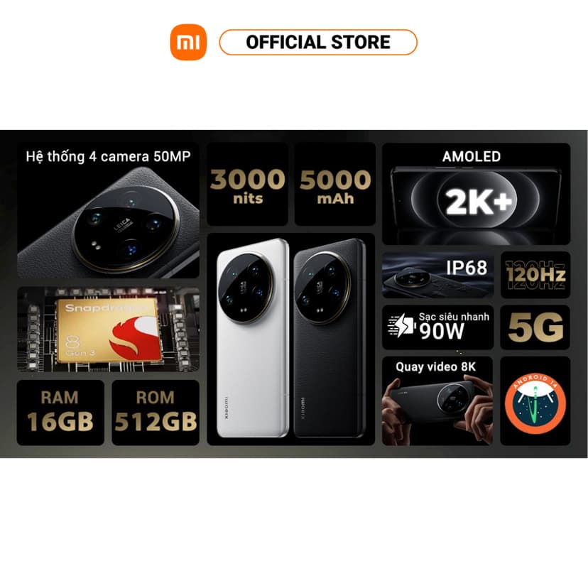Ảnh Điện thoại thông minh Xiaomi 14 Ultra (16+512GB) | Màn hình 6.73" WQHD+ AMOLED 120Hz | Camera Leica | Snapdragon® 8Gen3 3