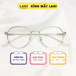 Thumbnail Gọng kính cận nam nữ LANI kim loại đa giác họa tiết nhận lắp mắt kính có độ theo yêu cầu 61035 1