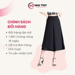 Thumbnail Quần Váy Ống Rộng MAI THY V301, Mẫu Quần 2 Tầng Lưng Thun Đính Nút Có Túi Xịn Sò | Thời Trang Nữ U40 1
