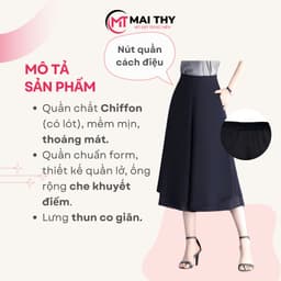 Thumbnail Quần Váy Ống Rộng MAI THY V301, Mẫu Quần 2 Tầng Lưng Thun Đính Nút Có Túi Xịn Sò | Thời Trang Nữ U40 2