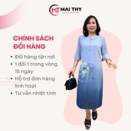 Thumbnail Váy Trung Niên MAI THY D804, Mẫu Đầm Cho Mẹ Đi Tiệc Xẻ Tà Cổ Tàu Tay Lỡ | Thời Trang Trung Niên U50 2