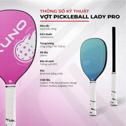 Thumbnail "XẢ TẾT" Vợt Pickleball Kuno Lady Pro, Chất Liệu Carbon T700, Công Thủ Toàn Diện, Cho Người Mới Chơi 1