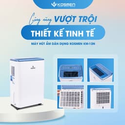 Thumbnail Máy Hút Ẩm Dân Dụng Kosmen KM-12N Công Suất 12 lít/ngày - Hàng Chính Hãng BH 24 Tháng 2