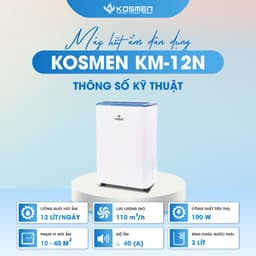 Thumbnail Máy Hút Ẩm Dân Dụng Kosmen KM-12N Công Suất 12 lít/ngày - Hàng Chính Hãng BH 24 Tháng 3