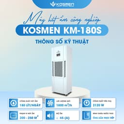 Thumbnail Máy Hút Ẩm Công Nghiệp Kosmen KM-180S 180 lít/ngày - Hàng Chính Hãng Bảo Hành 24 Tháng 2