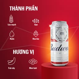 Thumbnail Thùng 12 Lon Bia Budweiser (500ml/lon) 2