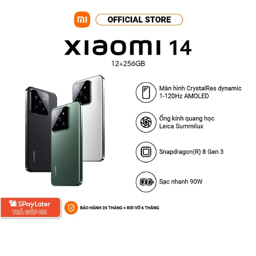 Ảnh Điện thoại thông minh Xiaomi 14 (12+256GB) | Màn hình 6.36" AMOLED 120Hz | Camera Leica | Ligh Fushion 900 | SD® 8Gen3 1