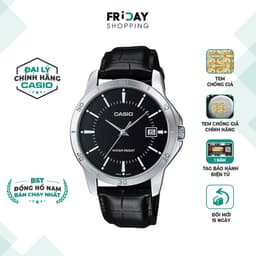 Thumbnail Đồng Hồ Casio Nam MTP-V004L-1AUDF Mặt Tròn Màu Đen Dây Da Chính Hãng 1