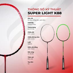 Thumbnail Vợt cầu lông Kuno Super Linght K88 thiết kế siêu nhẹ dành cho người mới chơi 3