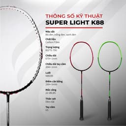 Thumbnail Vợt cầu lông KUNO Super Light K88, công thủ toàn diện, thân dẻo trợ lực tốt phù hợp với người mới chơi 2