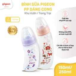 Thumbnail Bình Sữa Pigeon PP Dáng Cong Cổ Hẹp 150ml/250ml - Hình Họa Tiết 2