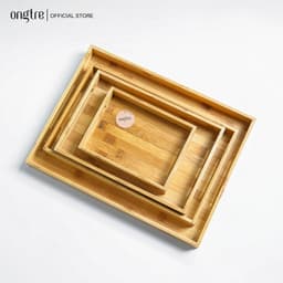 Thumbnail Khay trà tre ONGTRE hình chữ nhật có tay cầm, thành cao, đã xử lý mối mọt cong vênh 1