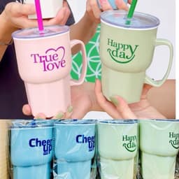 Thumbnail LY NHỰA CÓ NẮP 550ml kèm ống hút TANLAPTHANH 3